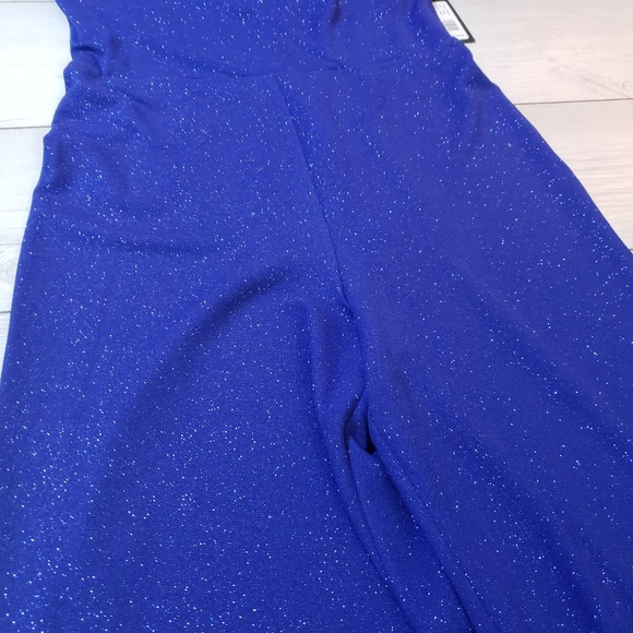Bebe High Neck Sparkling Jumpsuit Cobalt Blue - Picture 9 of 9